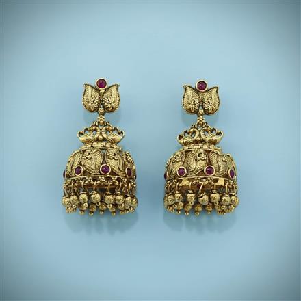Antique Jhumki With Matte Gold Plating