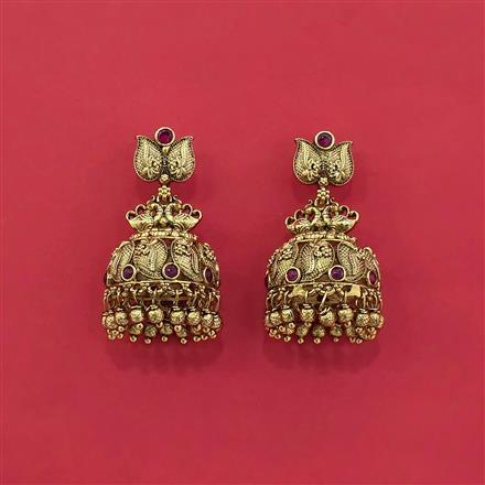 Antique Jhumki With Matte Gold Plating