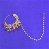 Antique Moti Nose Ring With Mehndi Plating