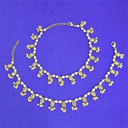 Antique Moti Payal With Mehndi Plating