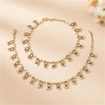 Antique Moti Payal With Mehndi Plating