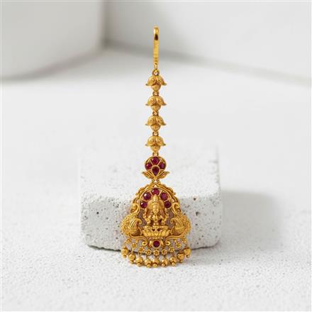 Antique South Indian Tikka With Matte Gold Plating