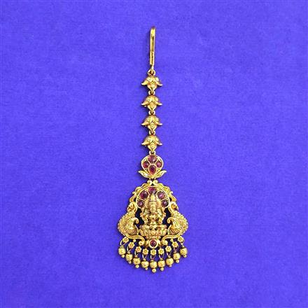 Antique South Indian Tikka With Matte Gold Plating