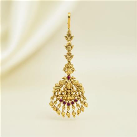 Antique Temple Tikka With Matte Gold Plating