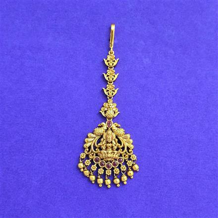 Antique Temple Tikka With Matte Gold Plating