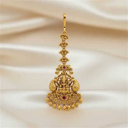 Antique Temple Tikka With Matte Gold Plating