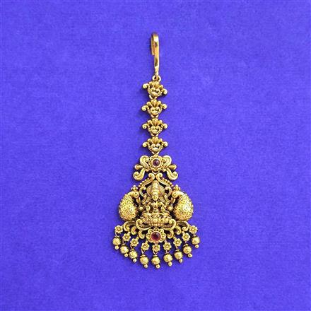 Antique Temple Tikka With Matte Gold Plating