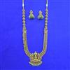 Antique Long Necklace Set With Matte Gold Plating