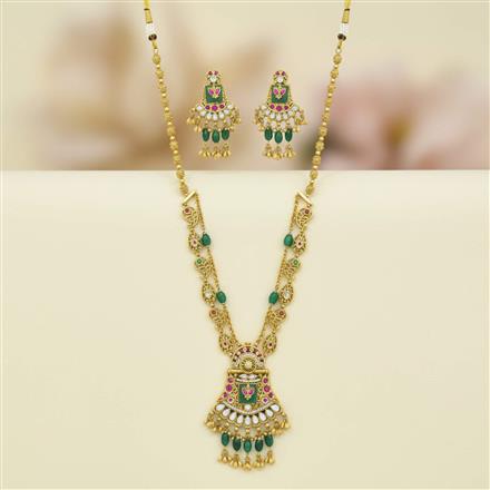Antique Long Necklace Set With Gold Plating
