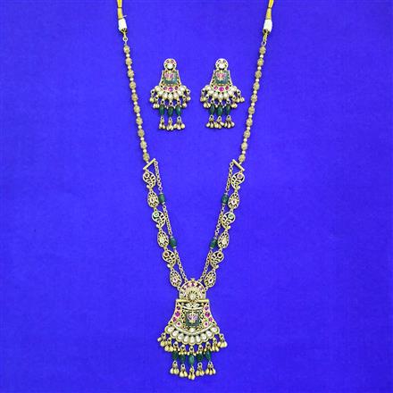 Antique Long Necklace Set With Gold Plating