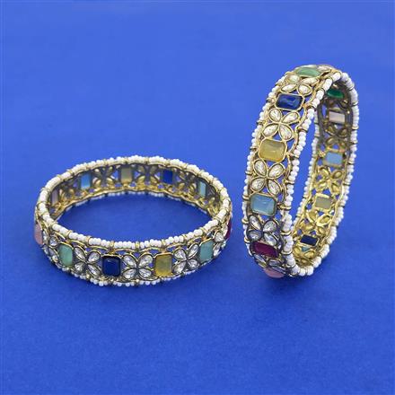 Antique Pearl Bangles With Mehndi Plating