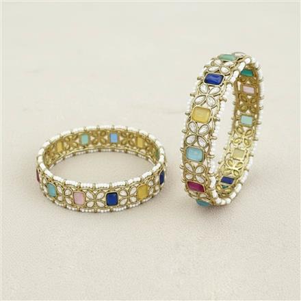 Antique Pearl Bangles With Mehndi Plating