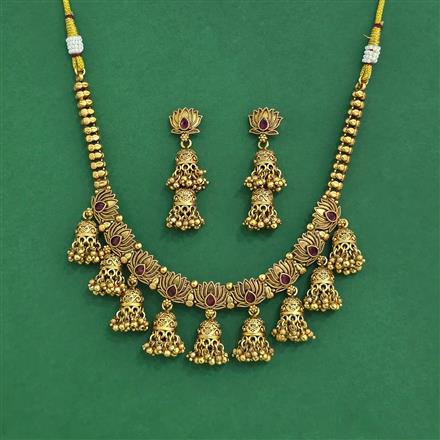 Antique Classic Necklace Set With Matte Gold Plating