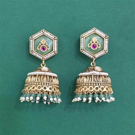 Antique Moti Earring With Matte Gold Plating
