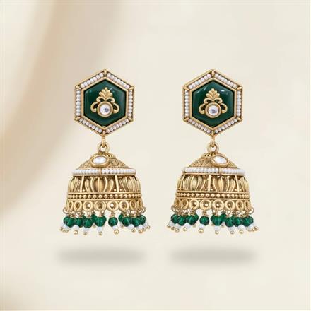 Antique Moti Earring With Matte Gold Plating