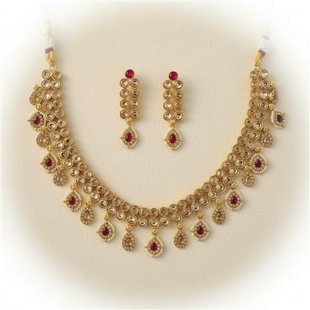 Antique Pearl Necklace Set With Gold Plating