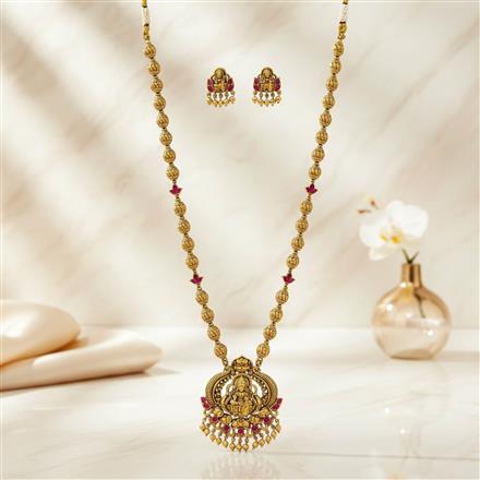 Antique Temple Necklace With Matte Gold Plating
