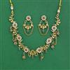 Antique Moti Necklace Set With Matte Gold Plating