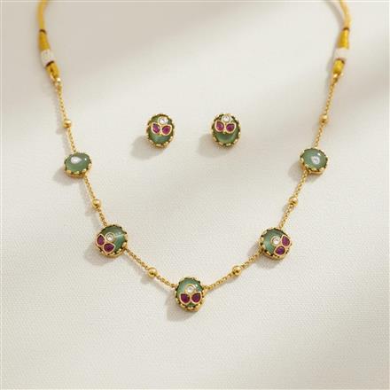 Antique Classic Necklace Set With Matte Gold Plating