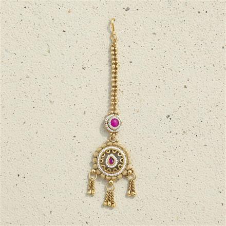 Antique Moti Tikka With Matte Gold Plating