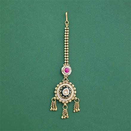 Antique Moti Tikka With Matte Gold Plating