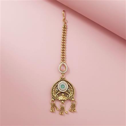 Antique Moti Tikka With Matte Gold Plating