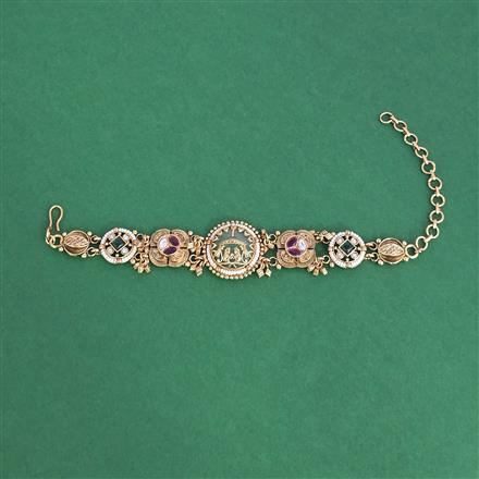Antique Moti Bracelet With Matte Gold Plating