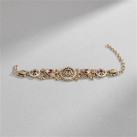 Antique Moti Bracelet With Matte Gold Plating