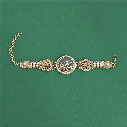 Antique Moti Bracelet With Matte Gold Plating
