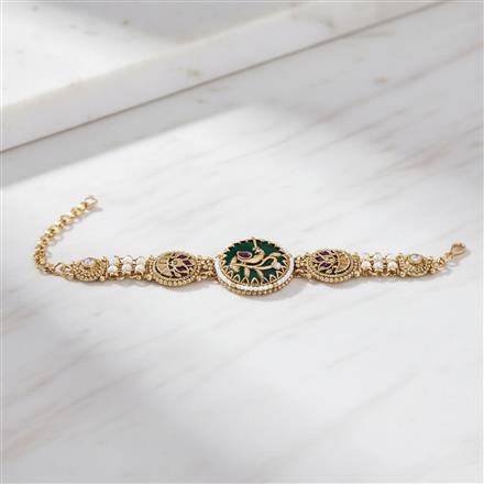 Antique Moti Bracelet With Matte Gold Plating