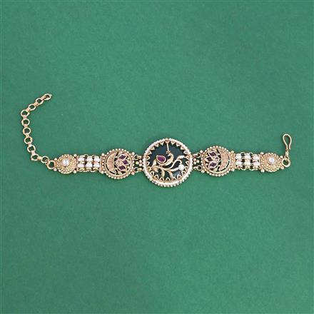Antique Moti Bracelet With Matte Gold Plating