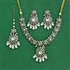 Antique Moti Necklace Set With Mehndi Plating