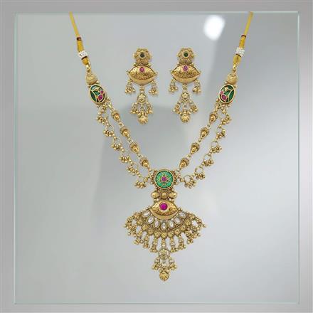 Antique Classic Necklace Set With Matte Gold Plating
