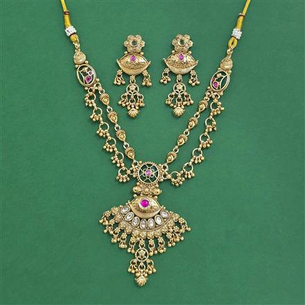 Antique Classic Necklace Set With Matte Gold Plating