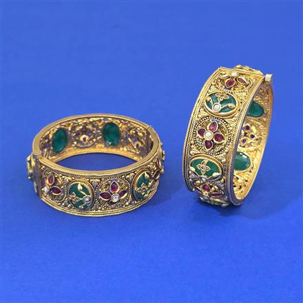 Antique Openable Bangles With Matte Gold Plating