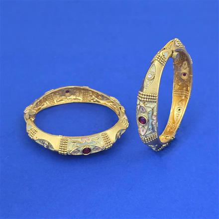 Antique Openable Bangles With Matte Gold Plating
