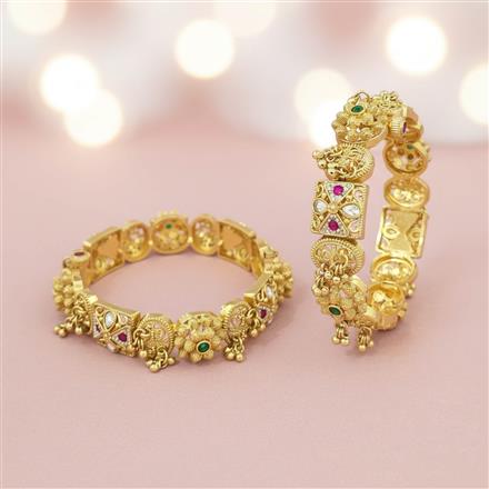 Antique Openable Bangles With Matte Gold Plating