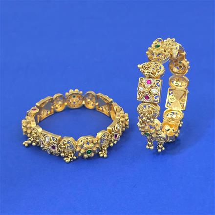 Antique Openable Bangles With Matte Gold Plating