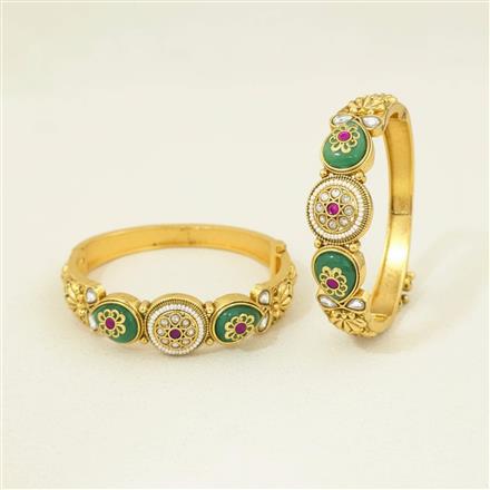 Antique Openable Bangles With Matte Gold Plating