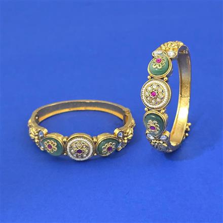 Antique Openable Bangles With Matte Gold Plating