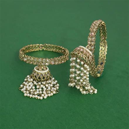 Antique Moti Bangles With Mehndi Plating