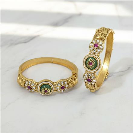 Antique Openable Bangles With Matte Gold Plating
