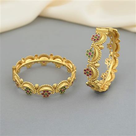 Antique Openable Bangles With Matte Gold Plating