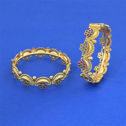 Antique Openable Bangles With Matte Gold Plating