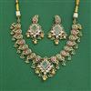 Antique Moti Necklace Set With Matte Gold Plating
