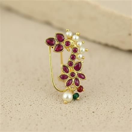 Antique Moti Nose Ring With Gold Plating