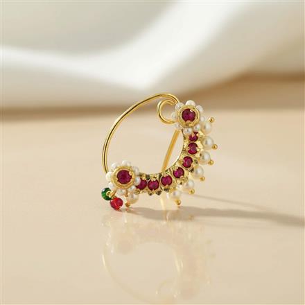 Antique Moti Nose Ring With Gold Plating