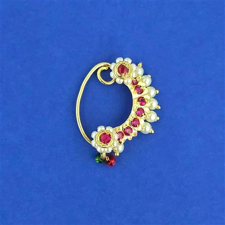 Antique Moti Nose Ring With Gold Plating