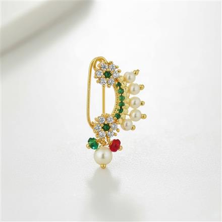 Antique Moti Nose Ring With Gold Plating