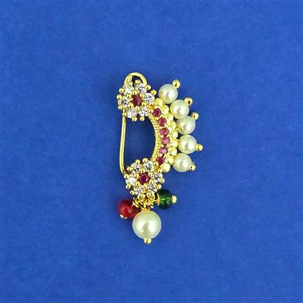 Antique Moti Nose Ring With Gold Plating